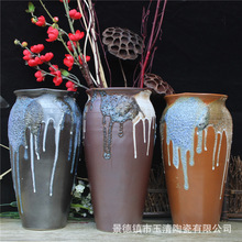 簡約現代陶瓷花瓶復古手工粗陶插花花器軟裝家居裝飾工藝品擺件