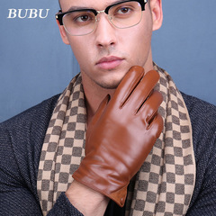 Real Sheepskin Touchscreen Glove for Men - Winter Brown, Riding and Driving Warm Fleece Han Style Business Real Sheepskin Gloves