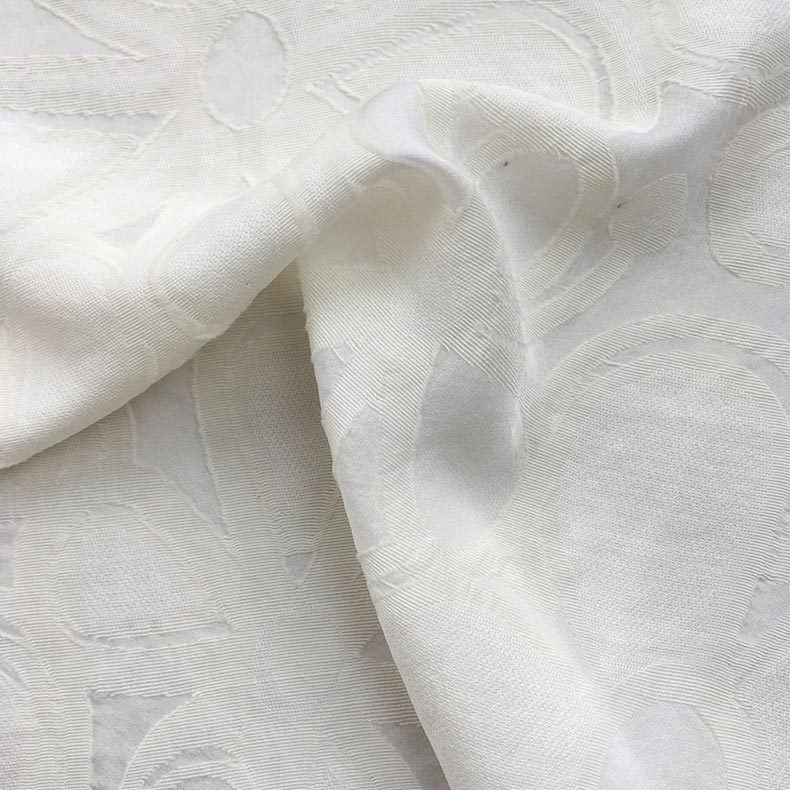 厂家直供丝毛棉剪花布料 素色秋季衬衫裙子提花桑蚕丝面料