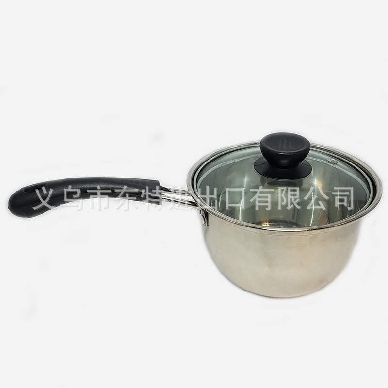Factory direct sales of stainless steel milk pot three-piece set, Korean-style glass lid gift pot, single-handle multi-functional milk pot detail image 12