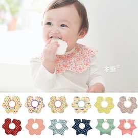 KK0080 360度造型宝宝围嘴花朵星星围兜双排扣可调节围脖式口水巾