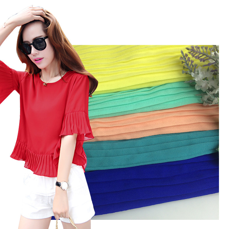 珍珠雪纺面料压绉  DIY手供面料  刀绉 女装  连衣裙面料