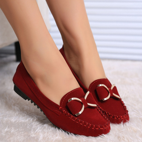Spring Beads Flat Shoes, Flat Sole Casual Single Shoes with Bow, Women's Driving and Work Shoes