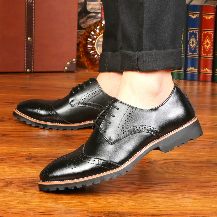 Новинка 2022 г., мужская деловая повседневная кожаная обувь на шнуровке, Мужская модная Универсальная кожаная обувь, 6058