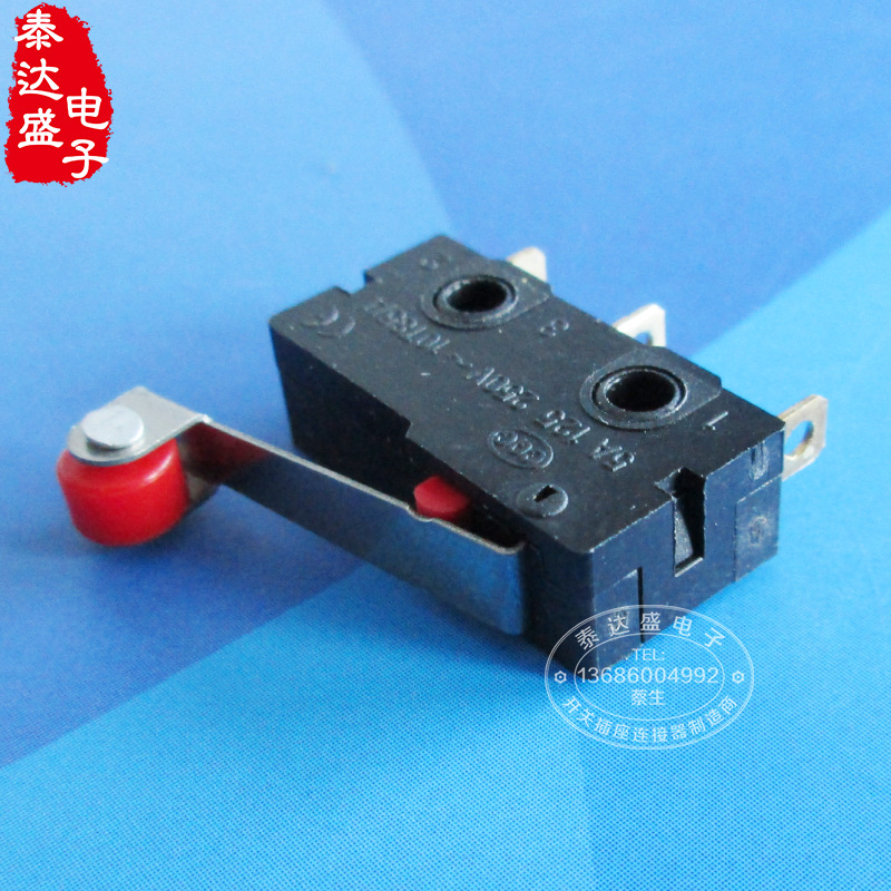 红色胶轮行程开关 20*10三脚压力开关 小家电小型微动开关KW12-N