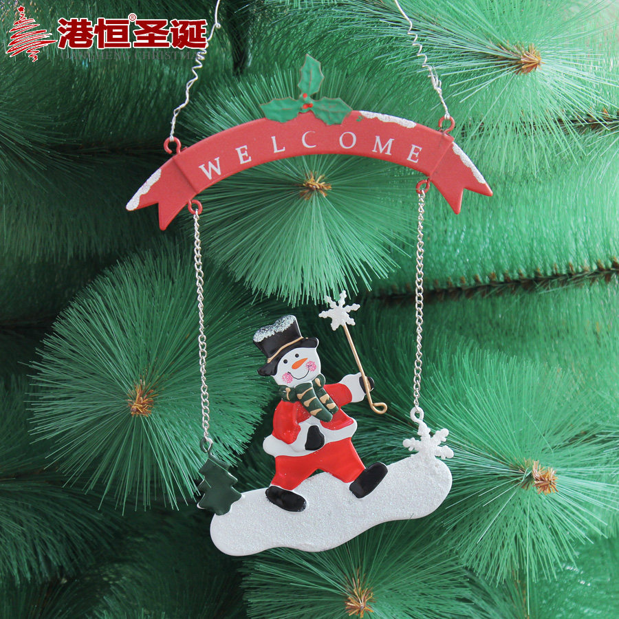 Hong Kong Heng Navidad hierro decorativo colgante 30x15cm hierro pintado Santa Claus colgante 20g