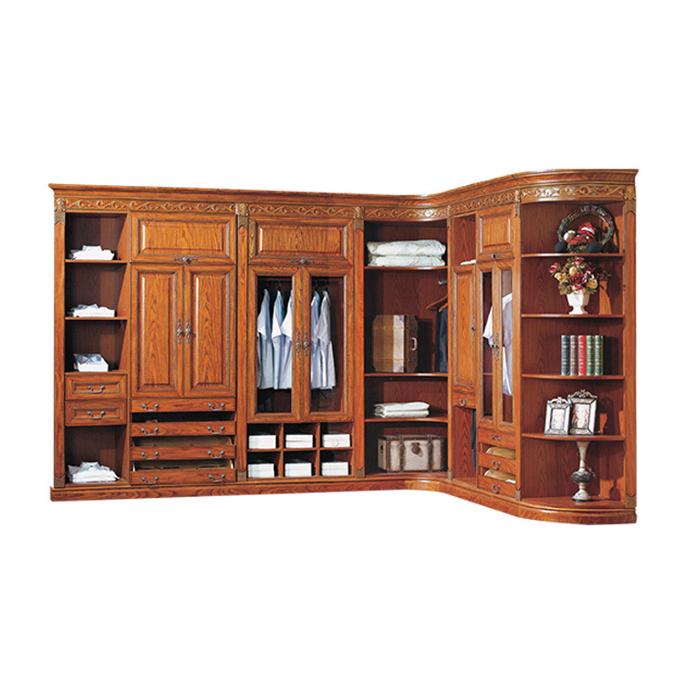 customized New Chinese style All solid wood Whole wardrobe Wardrobe Four Push pull wardrobe bedroom furniture Oak wardrobe
