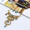 Retro necklace, European style, with gem, 7 colors