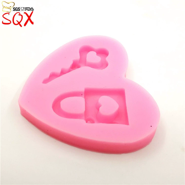 Любовный замок Тип ключа форма Mold Dip Emram Dipment Earth Baking Flore Mold шоколадная форма SQ1682