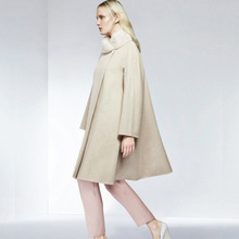 新款女裝2023年歐美時尚百搭披肩斗篷大衣純色毛呢外套 一件代發