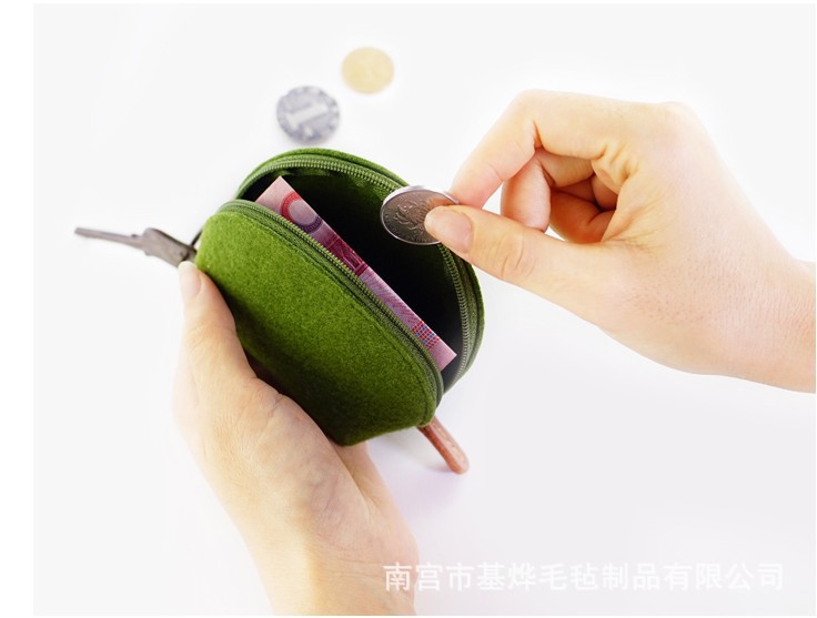 厂家直销 毛毡零钱包饺子包创意化妆小包硬币包 定制logo多色可选