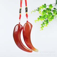 巴西水胆玛瑙原石辣椒状手把件 玛瑙挂件玉器工艺品会销礼品