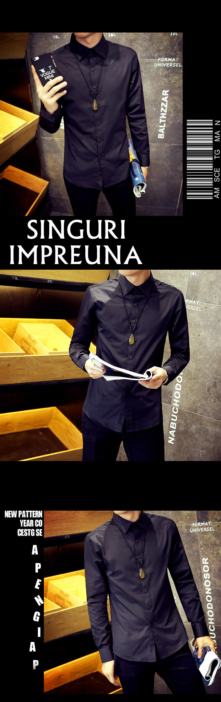 纯黑长衬衫祥情图1