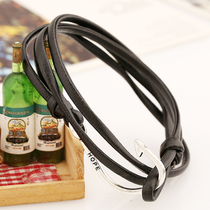 Nautical Navy Fishhook Alloy Bracelet Couple Fishhook Bracelet