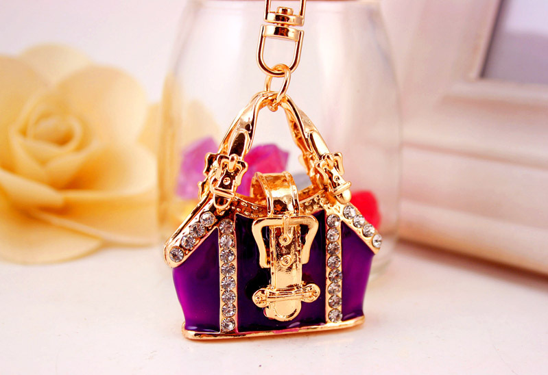 54g Weight Alloy, Metal Material Unisex Gender Purple, Red, Blue Color Creative Handbag Shape Key Chain 11