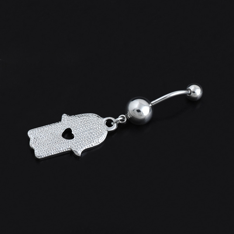 Fashion Palm Shape Diamond Belly Button Ring Belly Button Buckle Wholesale display picture 4