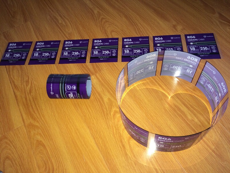 Yong 'an GE color printing Mylar film optical cable waist seal transparent polyester glue-free trademark size 7 mold 110*740mm