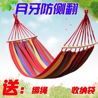 2018 new pattern Stick Rollover thickening canvas Hammock outdoors Double canvas Widen Hammock