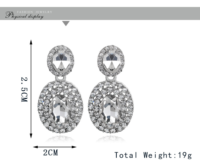 1 Pair Fashion Oval Water Droplets Alloy Plating Inlay Rhinestones Women's Drop Earrings display picture 1