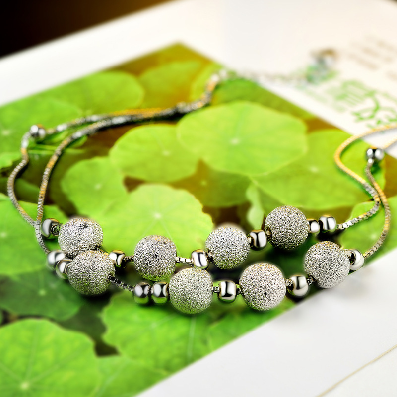 S925 plata tobillera moda estilo coreano grano redondo helado fresco pie decoración fábrica entrega al por mayor directa