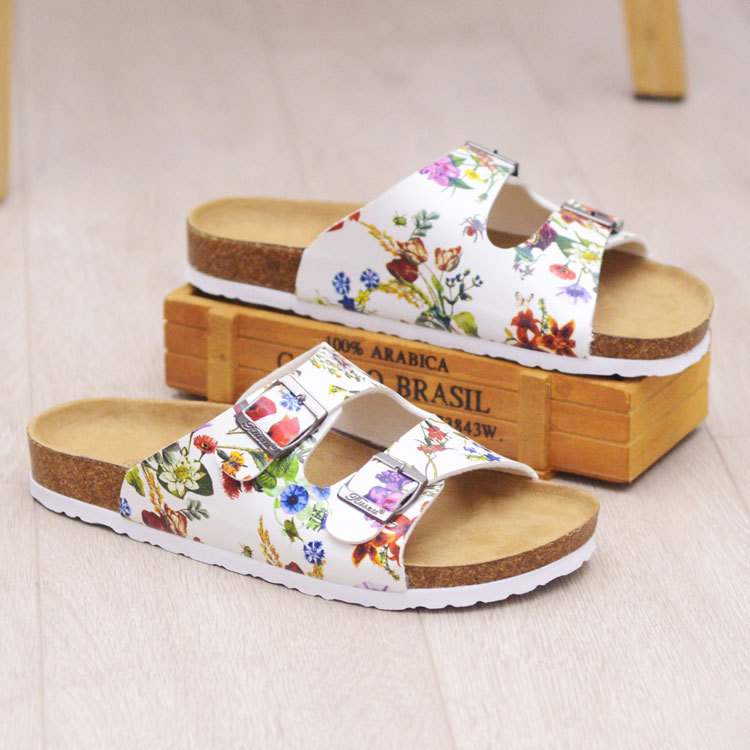 floral cork sandals