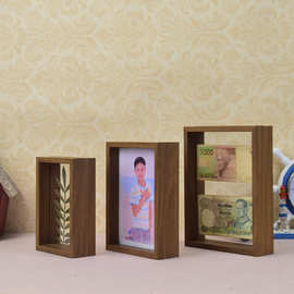 厂家直供简约双面玻璃相框植物标本6寸7寸木制创意摆台装饰画框