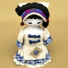 白麻布民族娃娃玩偶家居饰品木质摆件创意设计旅游纪念品儿童玩具