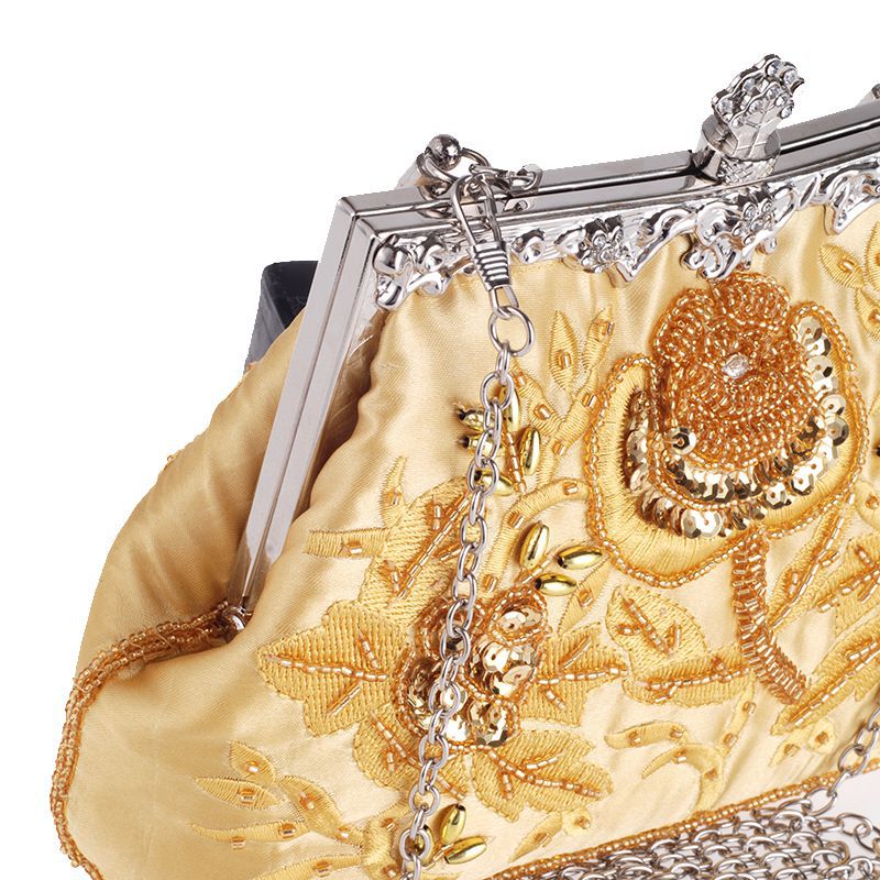 Vintage silk embroidered evening bag NHYG154192