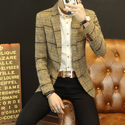 2019 new pattern Men's Suit Korean Edition Self cultivation Woolen coat leisure time fashion men's wear man 's suit wholesale