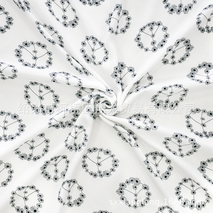 【翔龙印花 XL6926】清新优雅环状小菊花卉女装花瑶面料
