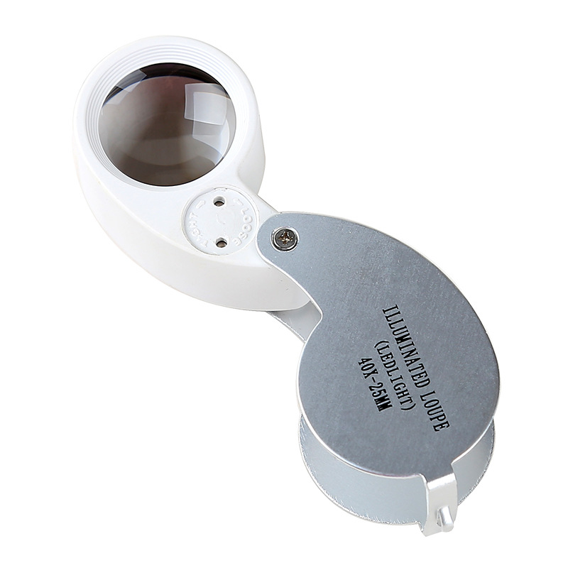 新品促销便携式全金属活柄25mm口袋镜折叠式带钥匙扣便携式放大镜