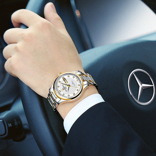 Ultra-thin waterproof stainless steel belt quartz men's and women's watches men's watches genuine belt student women's men's watches