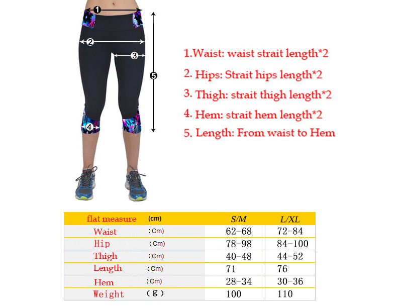 New Womens High Waist Fitness Yoga Sport Pants Printed Stretch Cropped