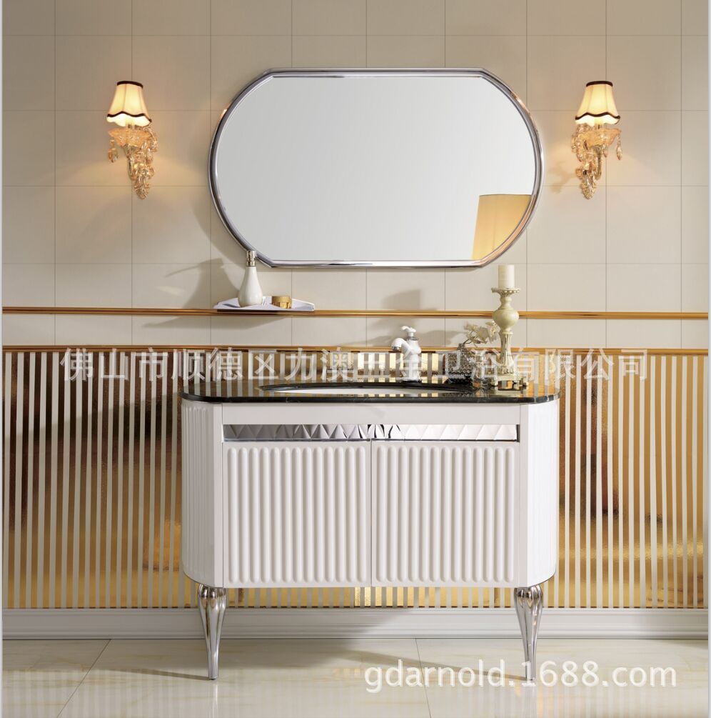 特價【高檔304不鏽鋼浴室櫃】新款壓花面板浴室衛浴洗手盆 帶鏡子