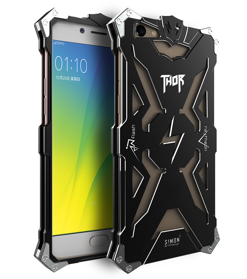 SIMON THOR Aviation Aluminum Alloy Shockproof Armor Metal Case Cover for OPPO R9s