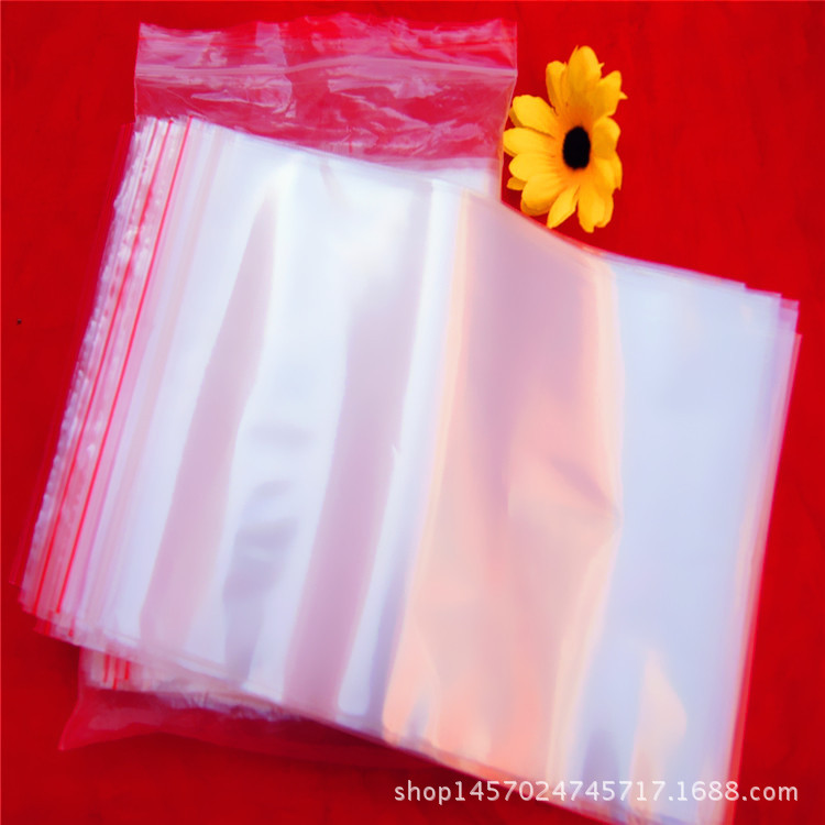 PE封口袋骨口胶袋自封袋夹链密封袋供应红边PE透明骨袋塑料袋