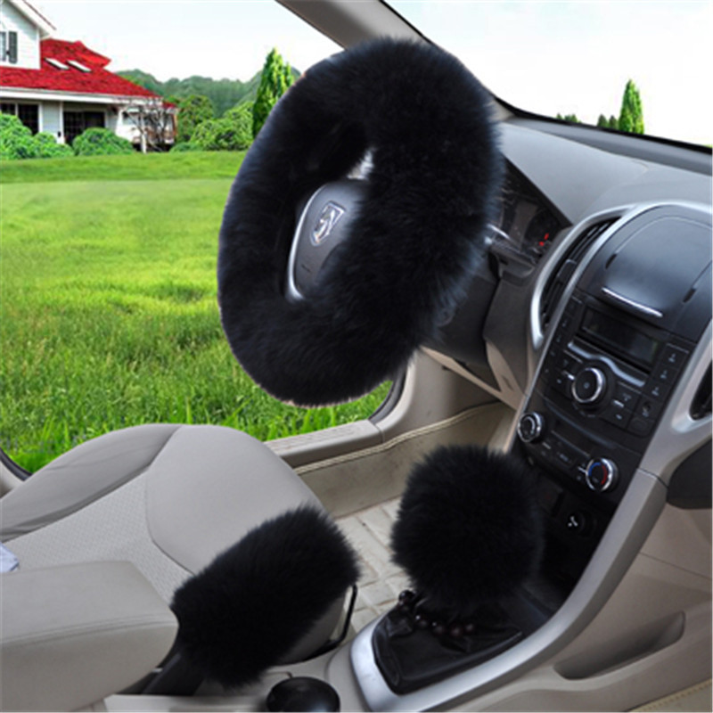汽车挡把套羊毛把套羊毛方向盘套厂家汽车型皮草三件套|ms