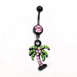厂家直销人体穿刺饰品 合金烤漆肚脐环 花卉肚脐环 肚皮舞饰品