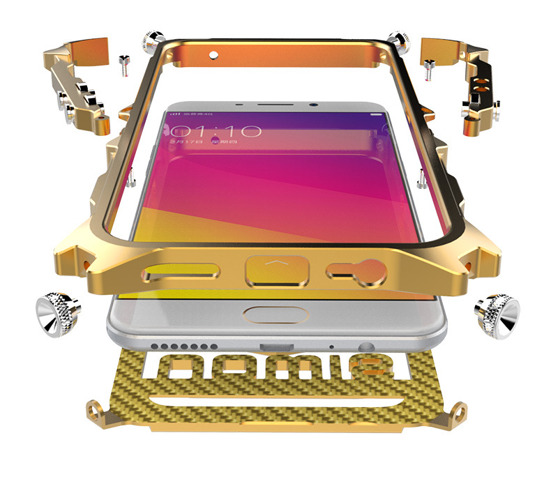 SIMON Mechanical Arm Skull Punk Premium Aluminum Metal Bumper Shockproof Case Cover for OPPO R9