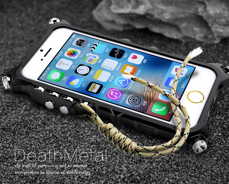 SIMON Mechanical Arm Skull Punk Premium Aluminum Metal Bumper Shockproof Case Cover for Apple iPhone SE/5S/5
