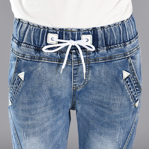 fashionable women autumn new loose big code is elastic waist lace