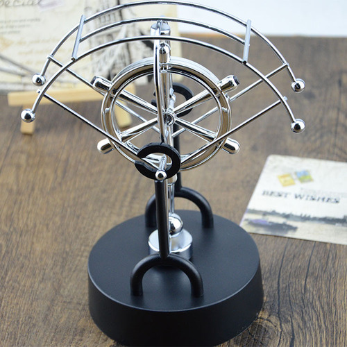 Metal chaos pendulum ball rocker, creative scientific and educational instrument, parachute fan-shaped perpetual motion instrument, home decoration crafts