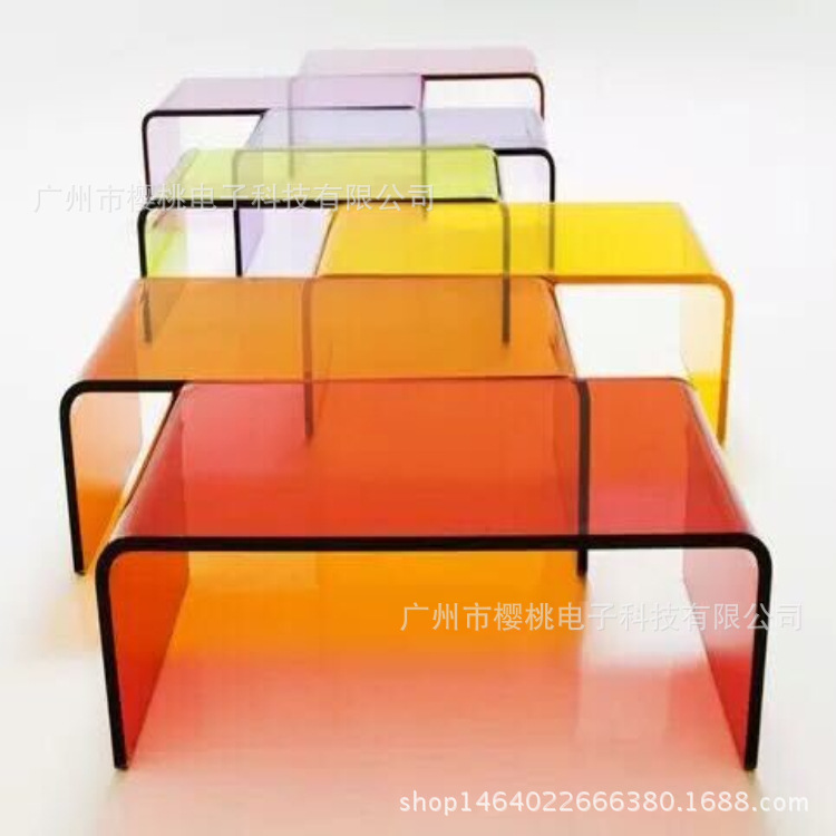 简约现代高档长方形小户型彩色透明水晶亚克力茶几茶桌边几定做