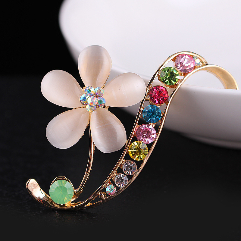 Neue Koreanische stil mode einfache katzenauge stein brosche wasser diamant corsage modische frauen pin_voghion.com