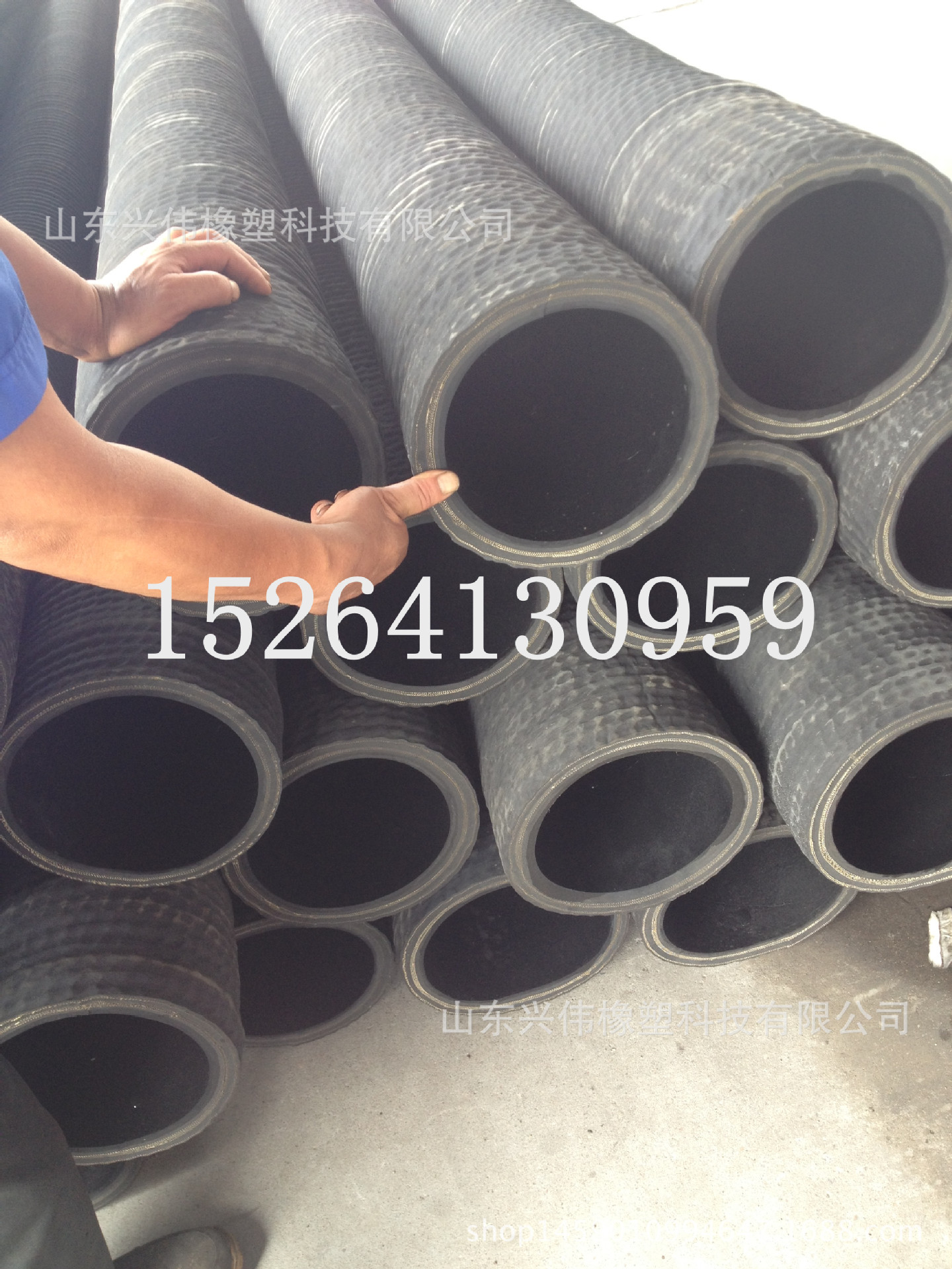 生产销售水泵用吸排水钢丝胶管  DN150-600mm法兰黑色钢丝橡胶管