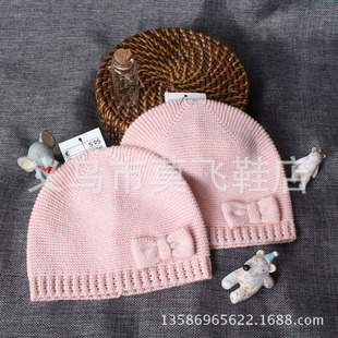 Newborn Cotton Baby Hat Baby Double Layer Knitted Hat Bowknot Children's Cute Hat