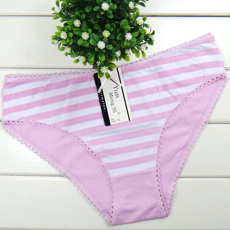 2021 New Fashion Sexy Panties Cotton Pink Striped Print Briefs Women