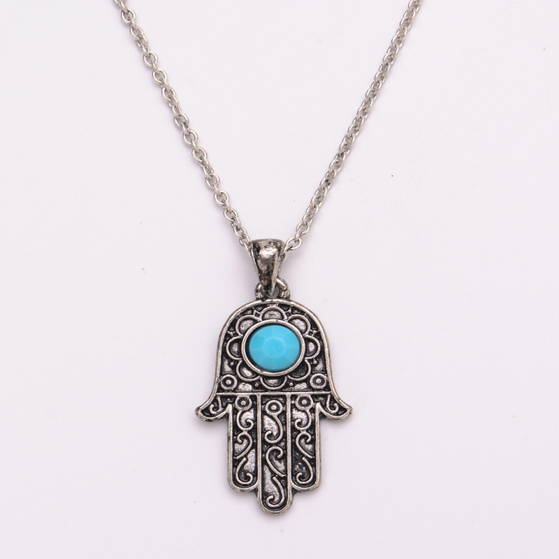 hamsa hand Fatima alloy Palm pendant necklace ethnic style mascot pendant Yiwu manufacturer