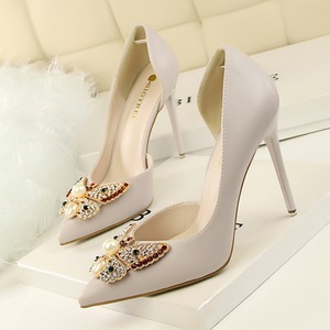 3168-5 han edition show thin thin and sexy high-heeled shallow pointed mouth side hollow out