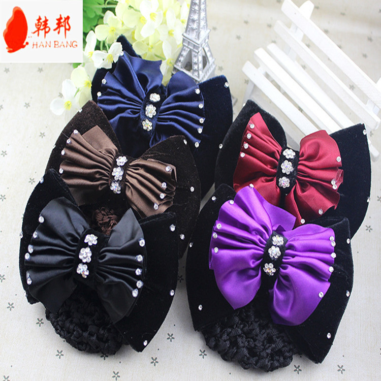 bow Occupation Flower Netbag Bank hotel Stewardess Flower Velvet hair band